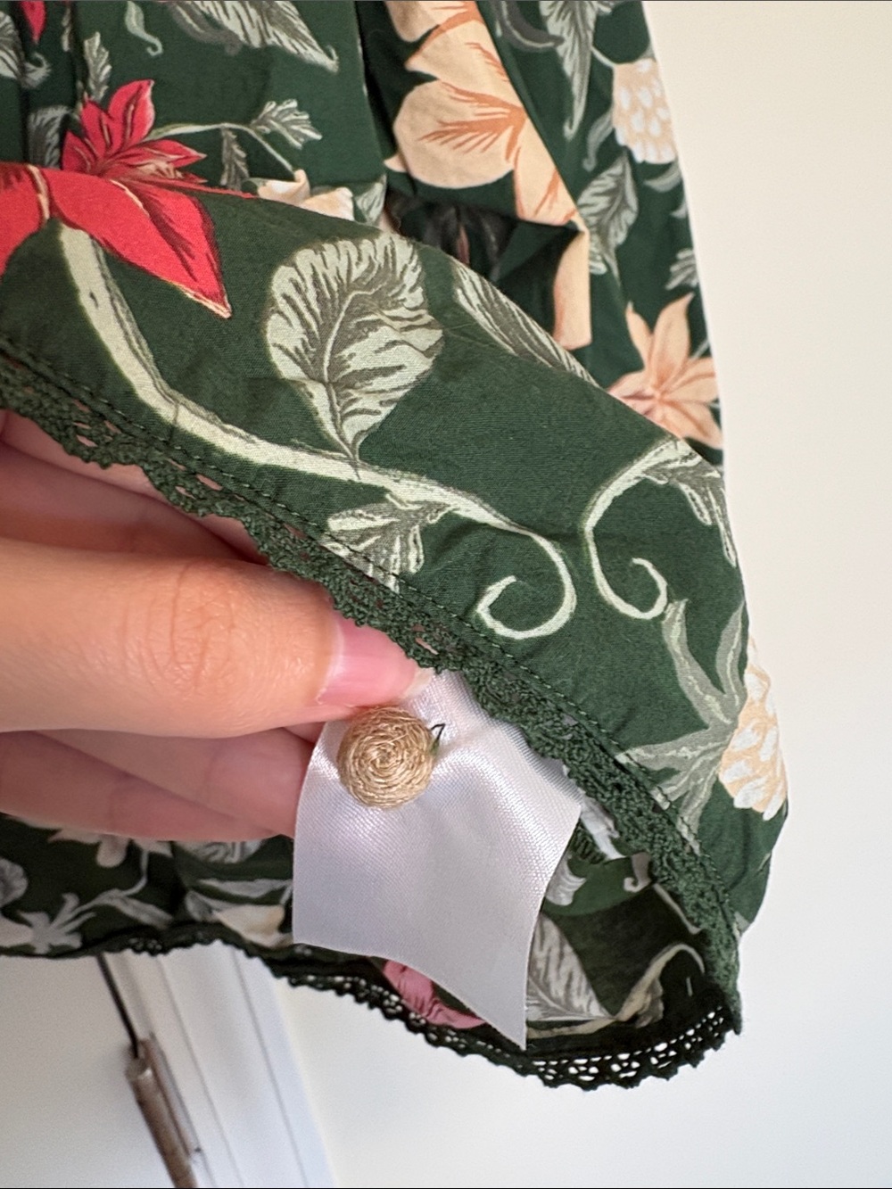 FARM Rio Green Floral Peplum Blouse with Pink and Cream Flowers - Picture 8 of 10